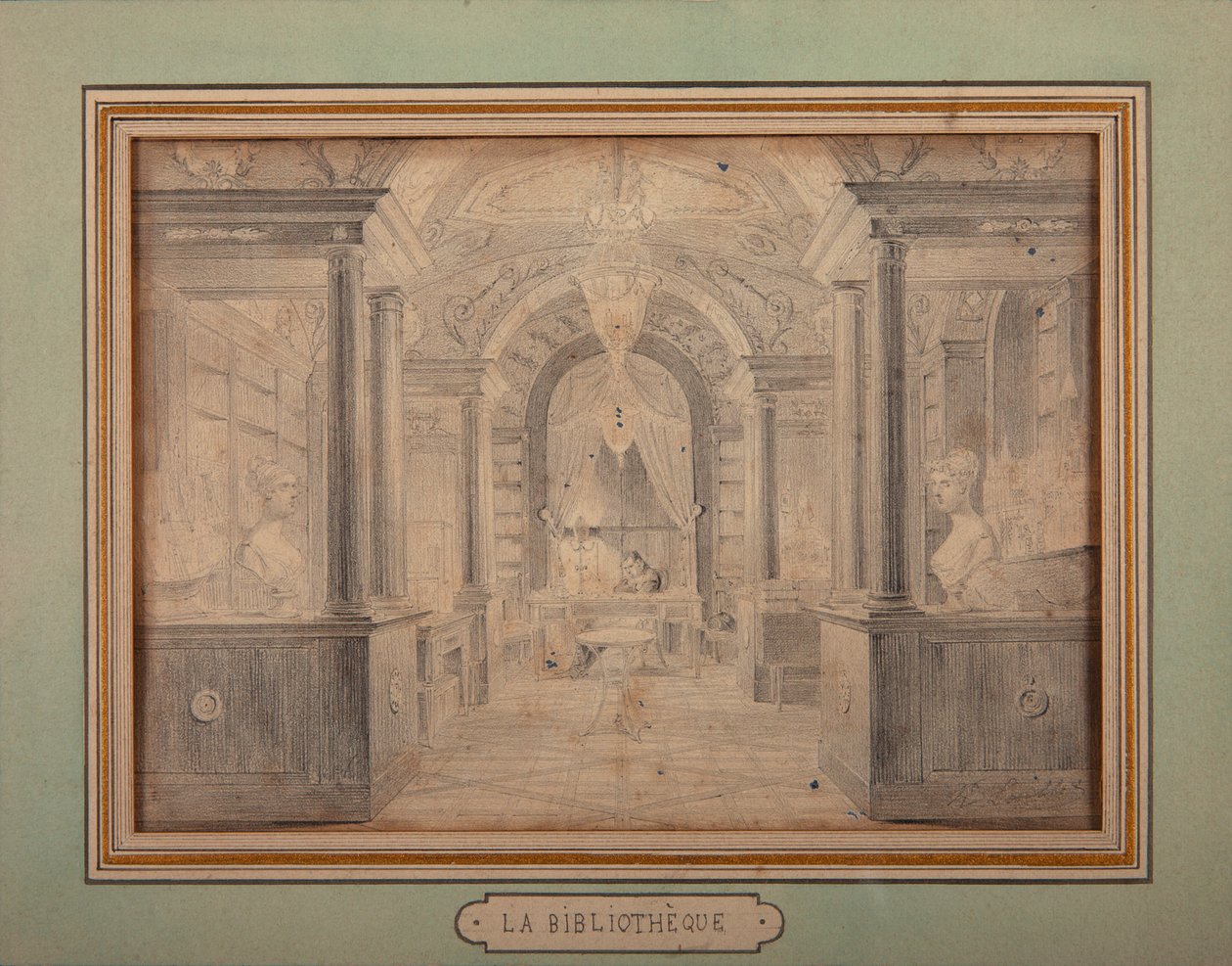 Napoleone al lavoro nella biblioteca del castello di Malmaison, c.1806 da Karl Loeillot Hartwig