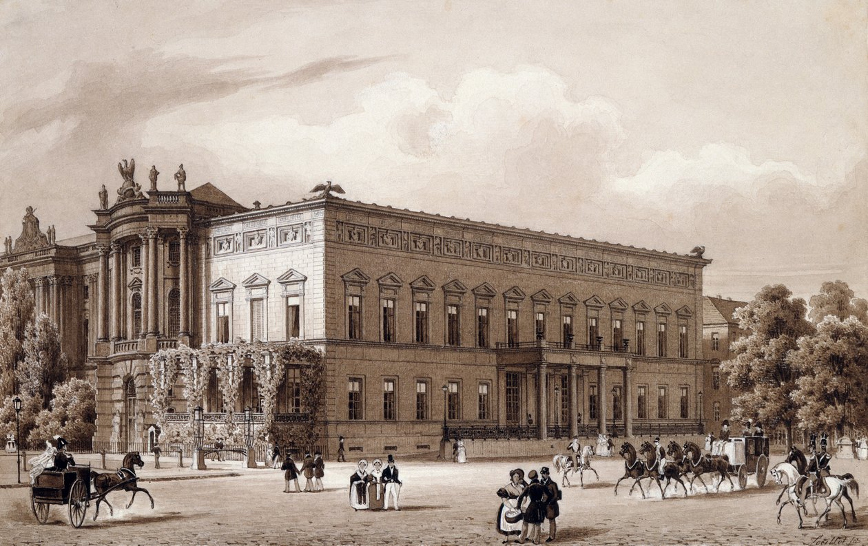 Unter Den Linden, Berlino, 1840 circa (acquerello) da Karl Loeillot de Mars