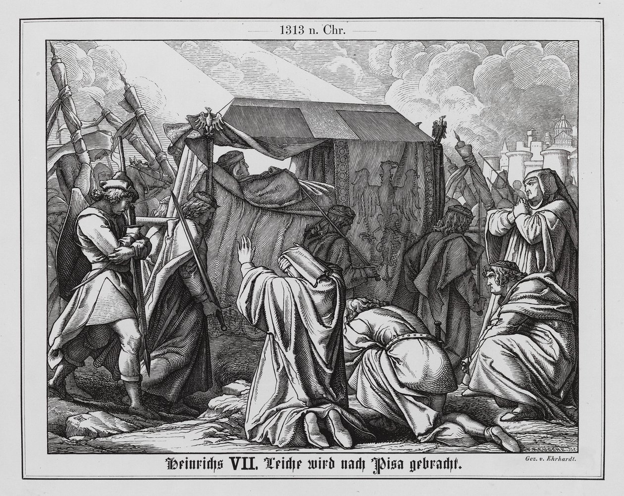 La salma del Sacro Romano Imperatore Enrico VII viene portata a Pisa per la sepoltura da Karl Ludwig Adolf Ehrhardt
