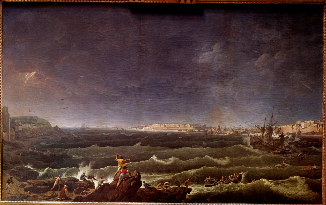 Tempesta nella rada di Saint Malo da Karl Ludwig Hackert