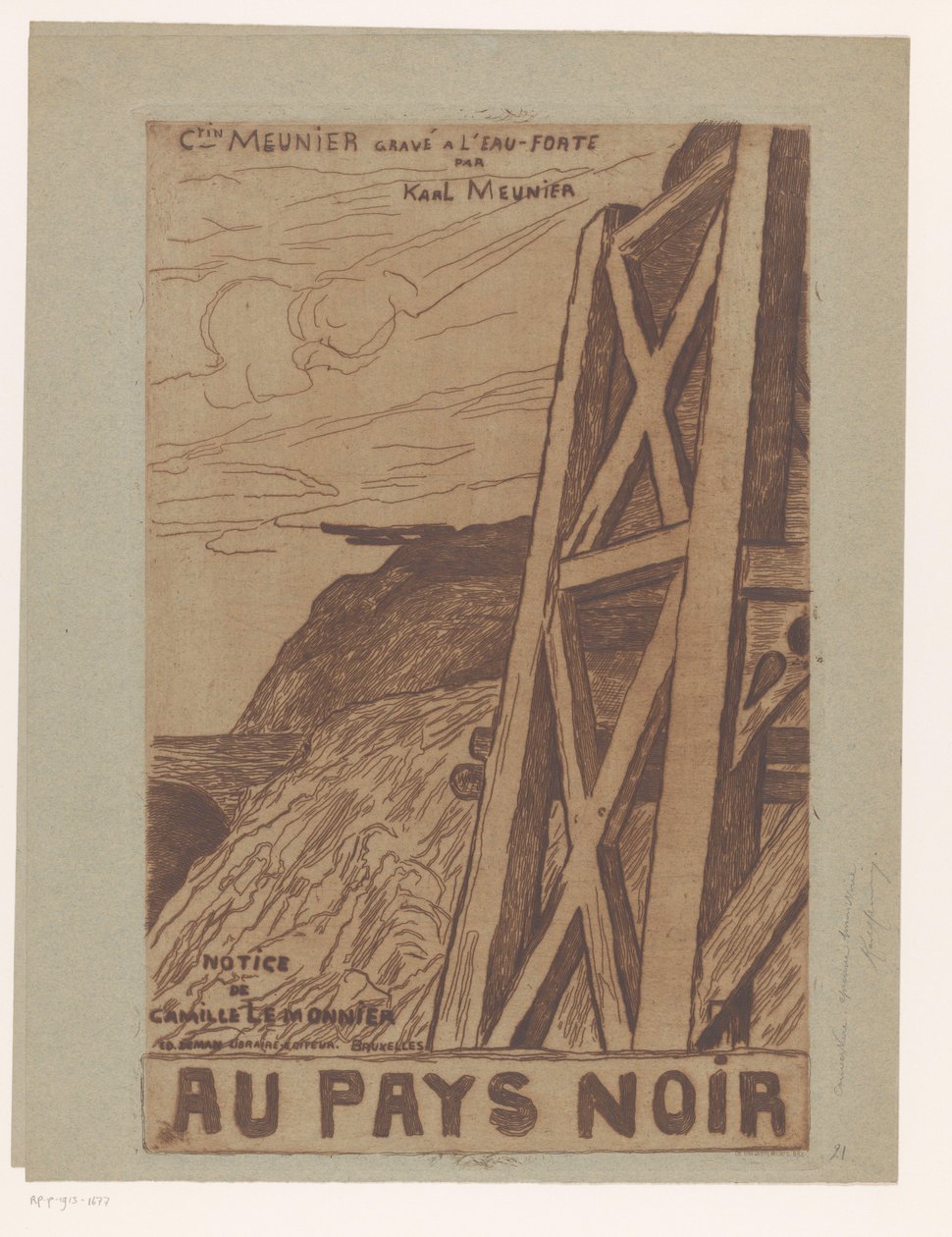Paesaggio montano con costruzione industriale da Karl Meunier