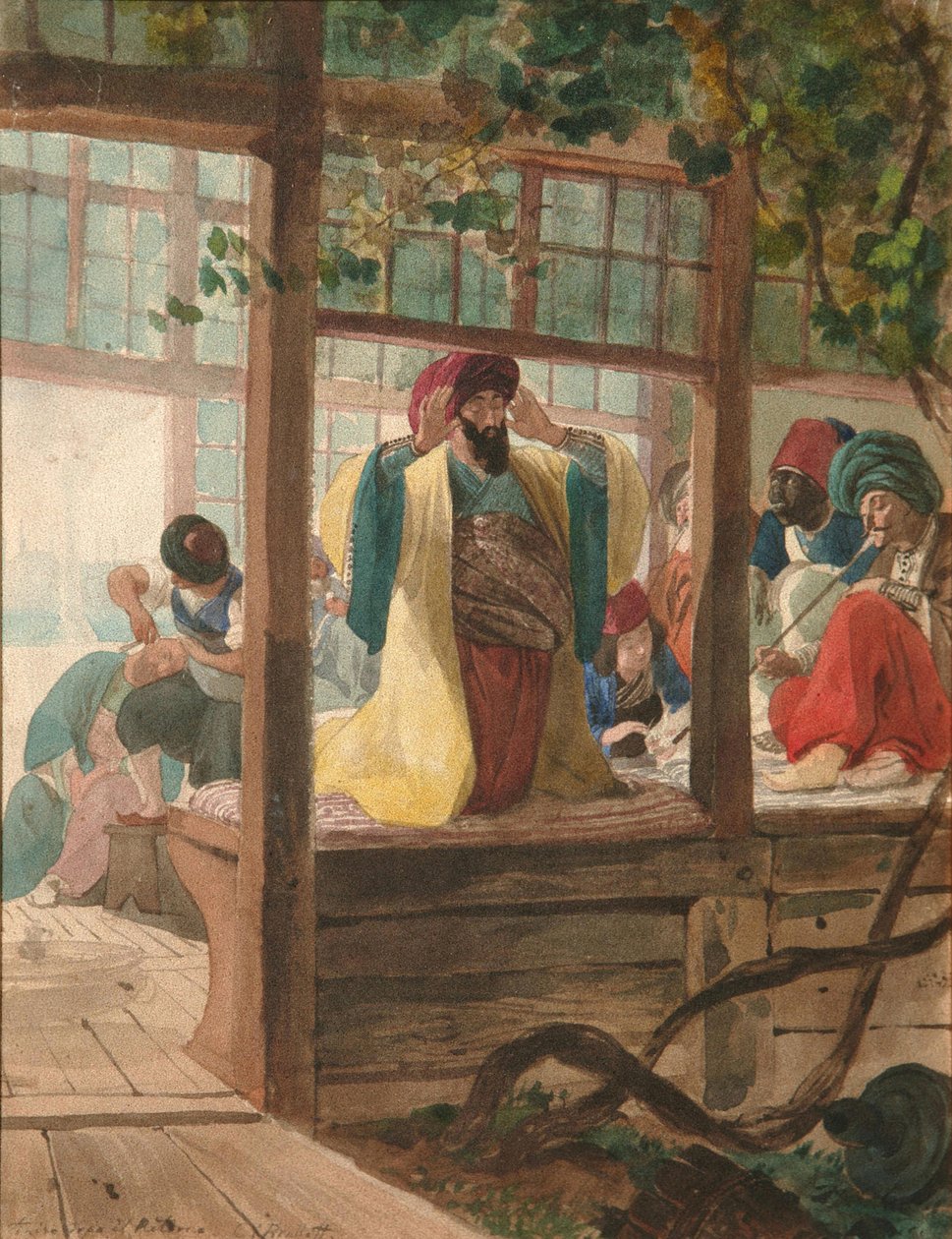 Una bottega di barbiere, ca. 1849 da Karl Pavlovich Bryullov