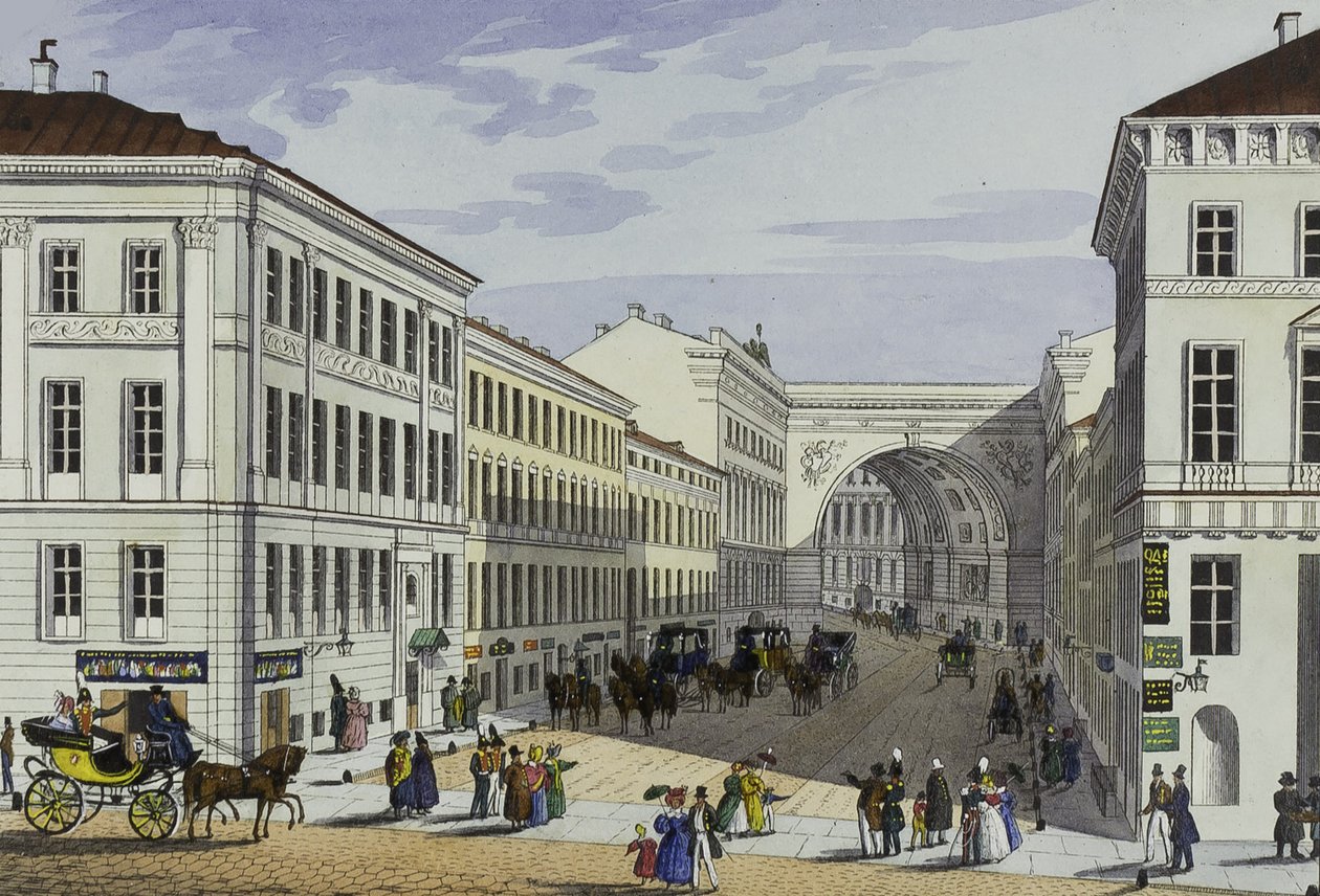 Via Millionnaya e Casa Kotomin a San Pietroburgo, prima metà del XIX sec. da Karl Petrovich Beggrov