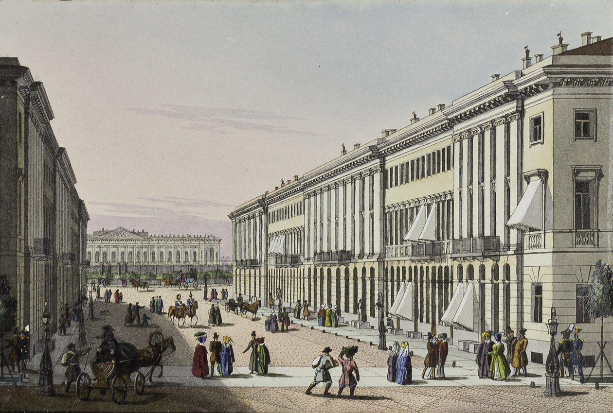 La via Mikhailovskaya con vista del Palazzo Michael a San Pietroburgo, prima metà del XIX secolo da Karl Petrovich Beggrov
