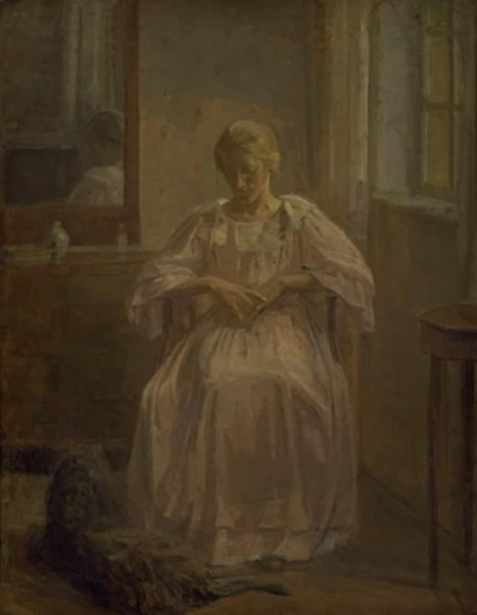 Una giovane ragazza, Sophie Lofthus, con un cane da Karl Schou