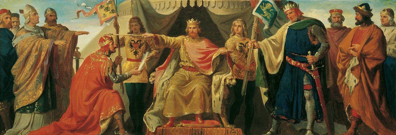 Federico Barbarossa investe Enrico Jasomirgott ed Enrico il Leone da Karl von Blaas