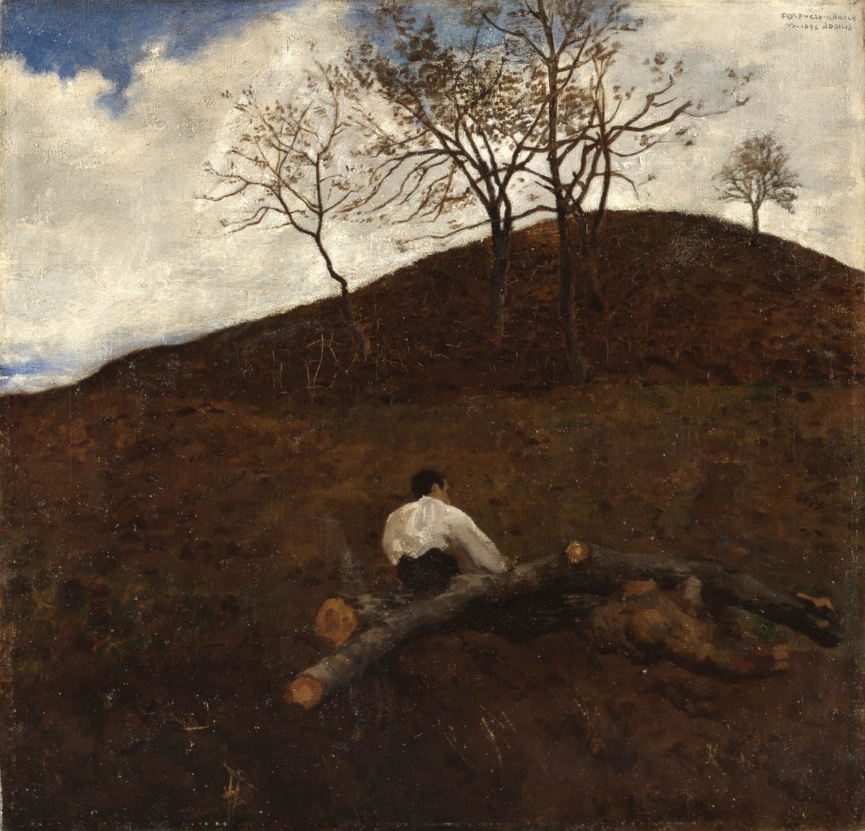 Paesaggio primaverile con la collina dei fiori da Károly Ferenczy