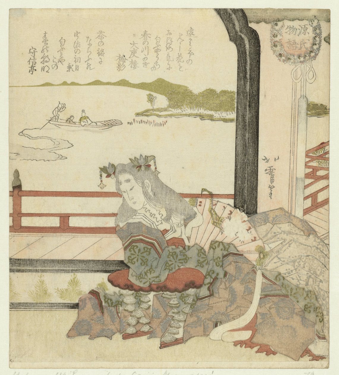 Donna presso un balcone da Karyôsai Hokuga