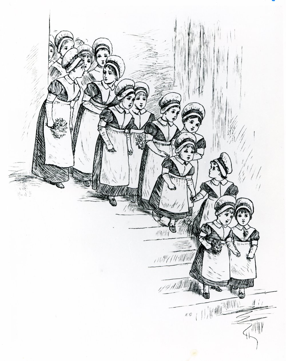 Bambini di carità, c.1880 (incisione) da Kate Greenaway