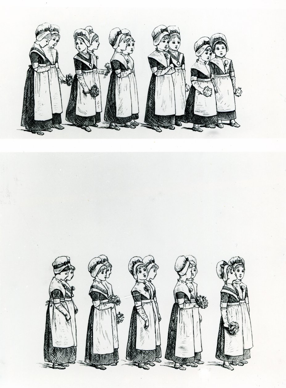 Bambini di carità, c.1880 (incisione) da Kate Greenaway