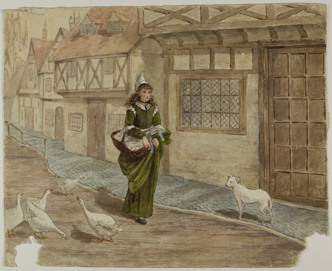 Ragazza con uova e oche da Kate Greenaway