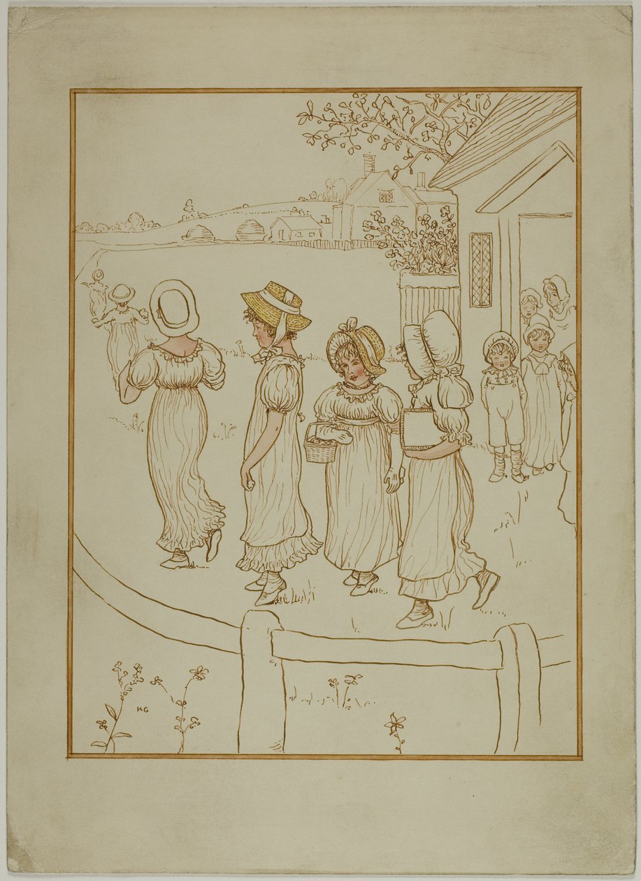 Ragazze che scendono un sentiero da Kate Greenaway