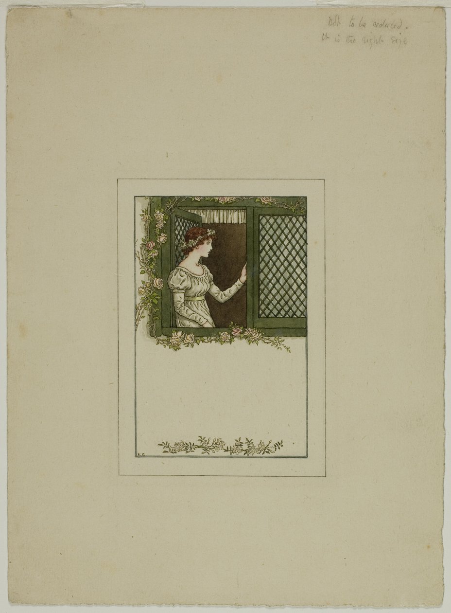 Donna alla finestra a grata da Kate Greenaway