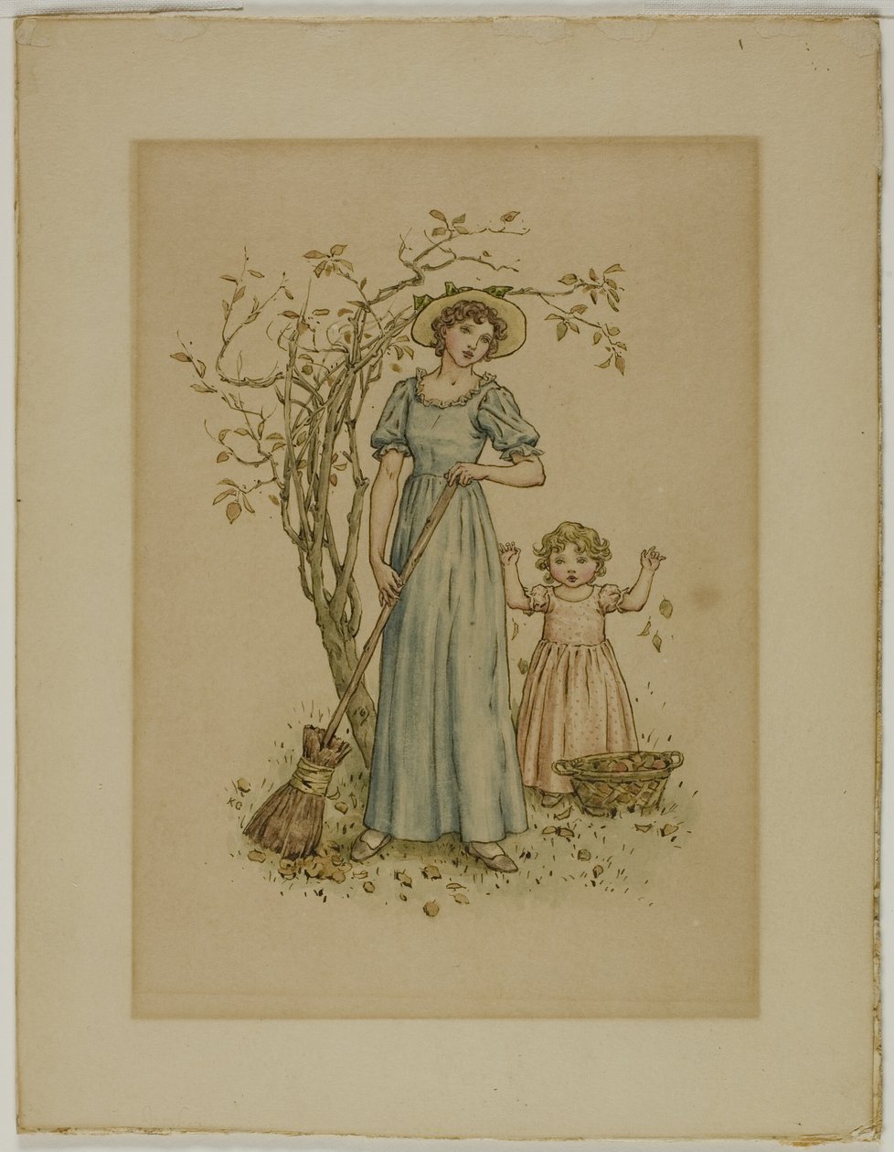 Donna con scopa e bambina da Kate Greenaway