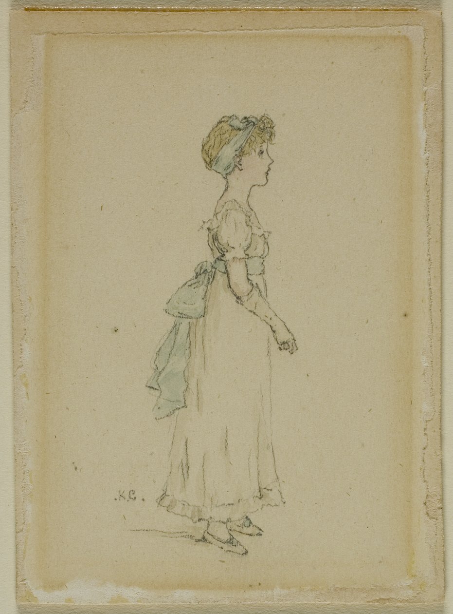 Giovane ragazza con nastri blu da Kate Greenaway