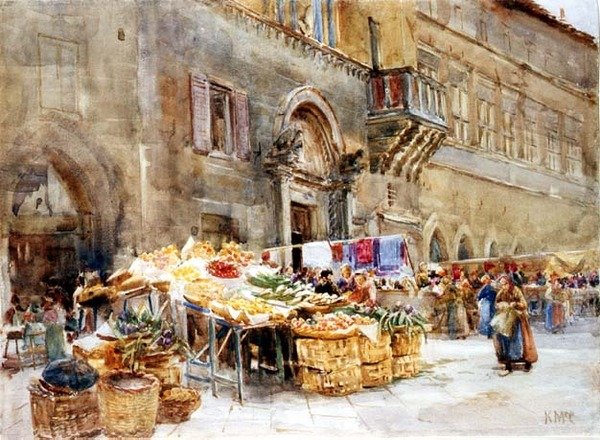 Davanti alla casa del Capitano del Popolo, Perugia, c.1906 da Katharine McCracken