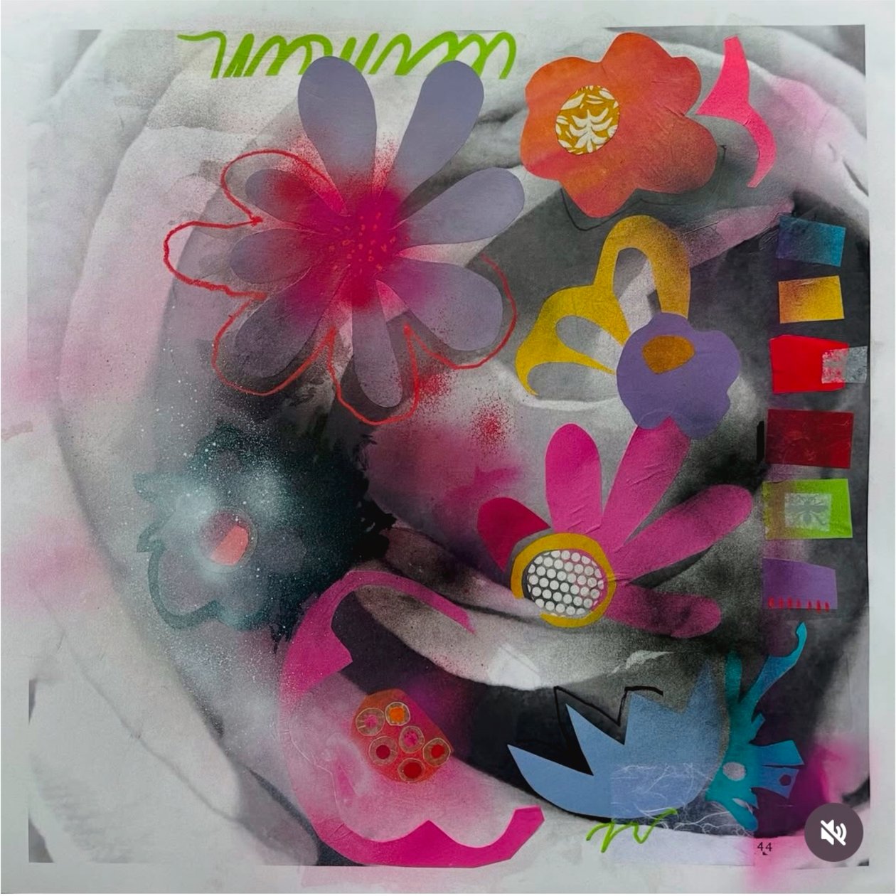 in fiore, 2025 (tecnica mista su carta) da Kathy Dunaway