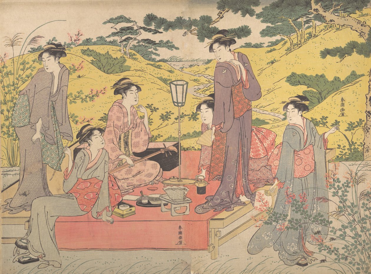 Festa picnic a Hagidera, fine XVIII-inizio XIX secolo da Katsukawa Shuncho