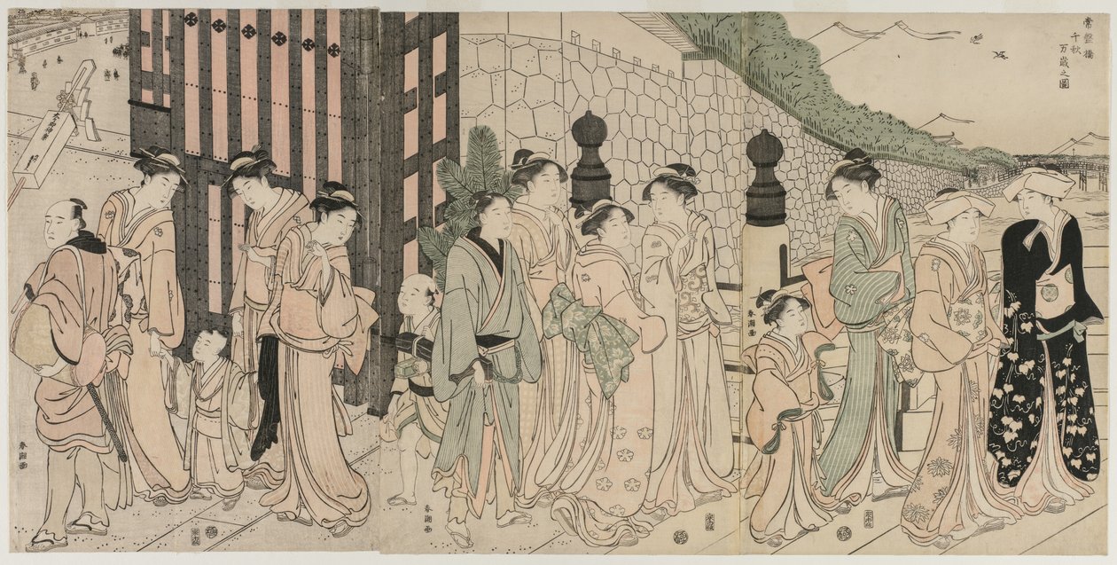 Mille autunni, diecimila anni sul ponte Tokiwa, primi anni 1790 da Katsukawa Shuncho
