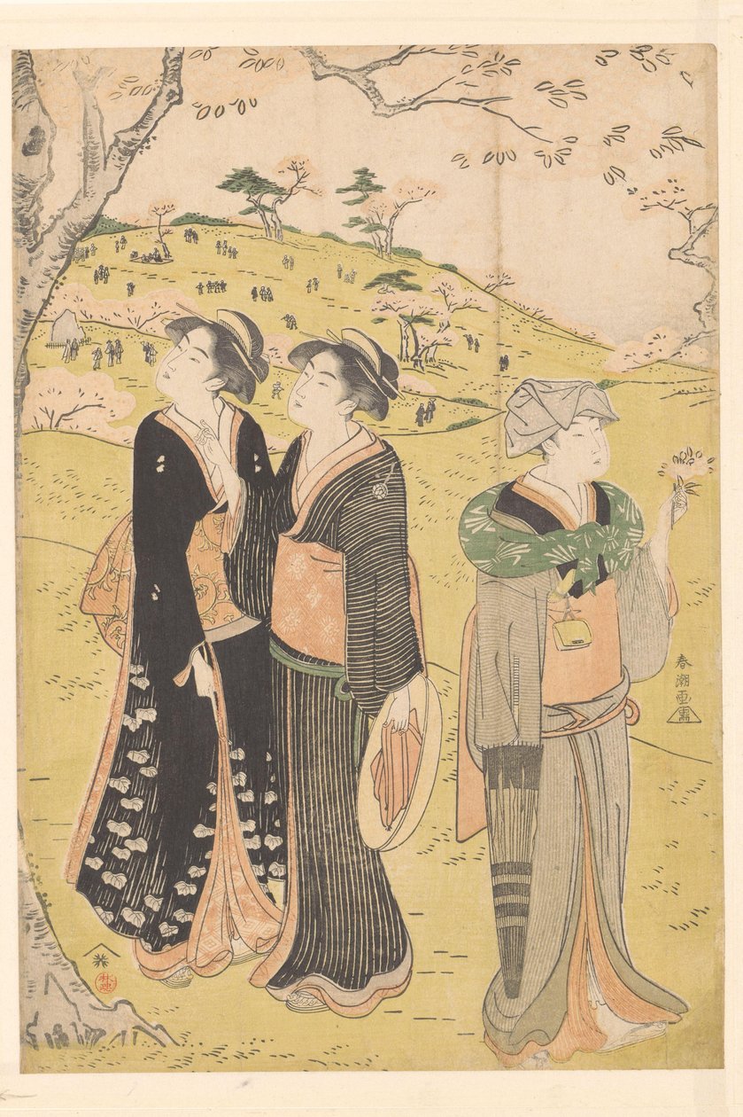 Ammirare i fiori di ciliegio ad Asukayama da Katsukawa Shuncho