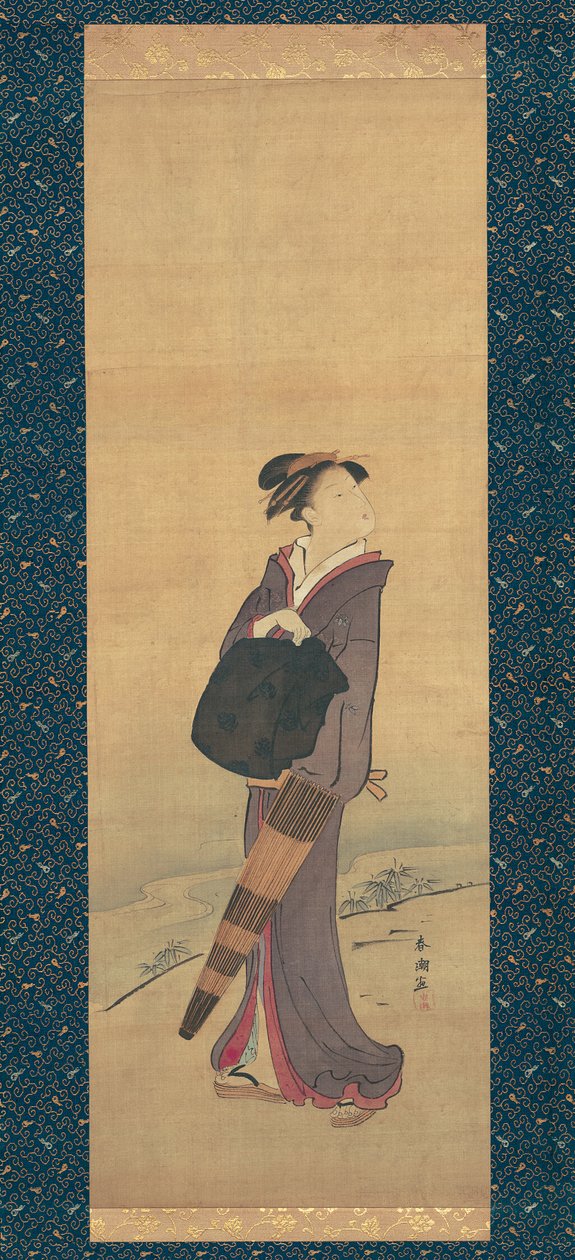 Ragazza sulla riva del fiume da Katsukawa Shuncho