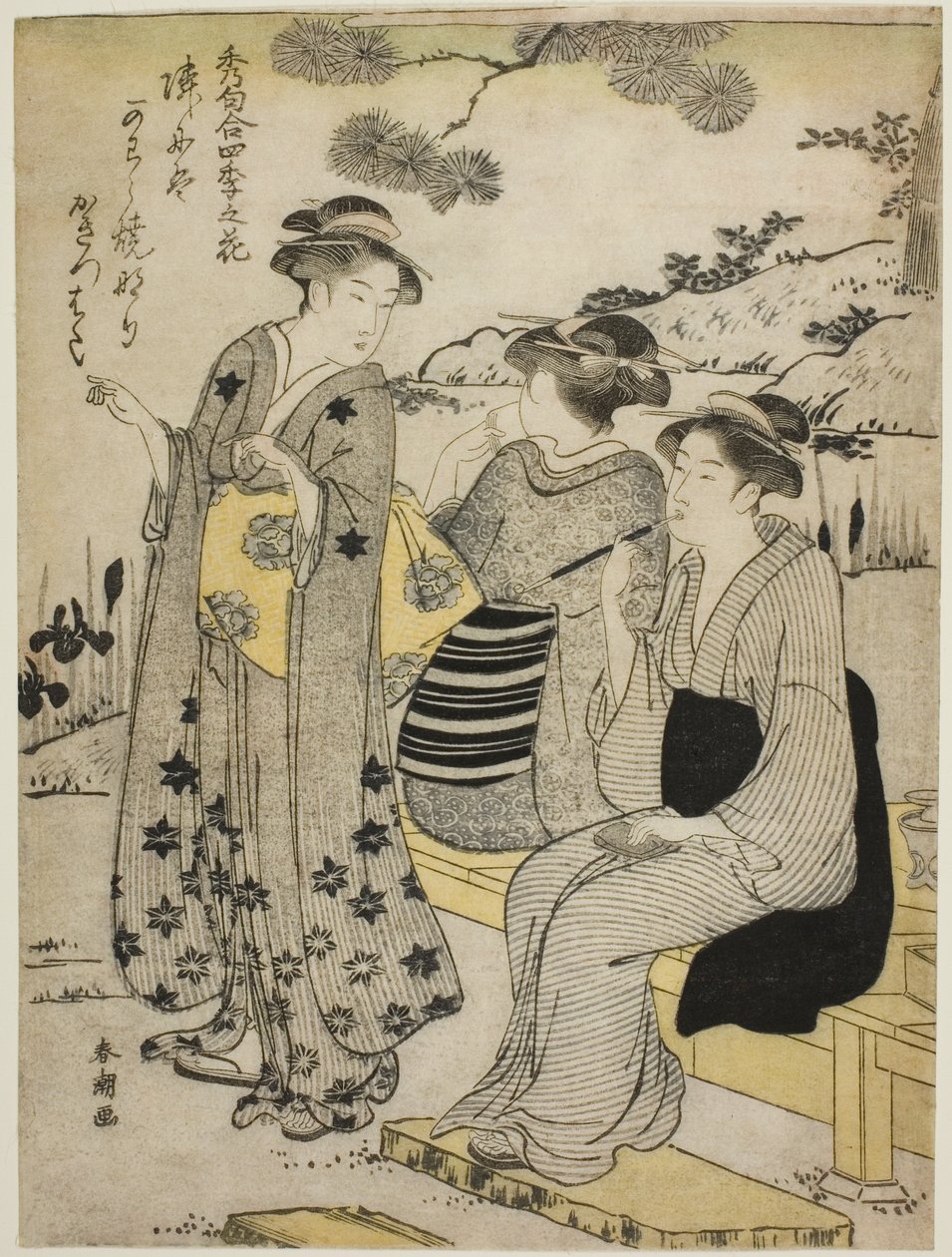 Iris dalle orecchie di coniglio in autunno, dalla serie "Odi scelte sui fiori delle quattro stagioni (Shuku awase, shiki no hana)" da Katsukawa Shuncho