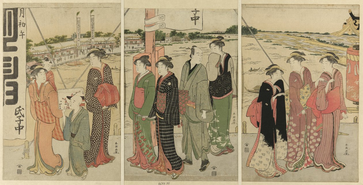 Visita al santuario Masaki Inari da Katsukawa Shuncho