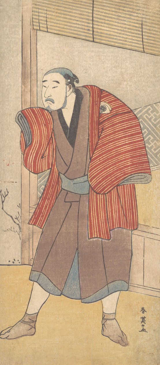 Onoe Matsusuke come un servitore accanto a una casa, ca. 1793 da Katsukawa Shun