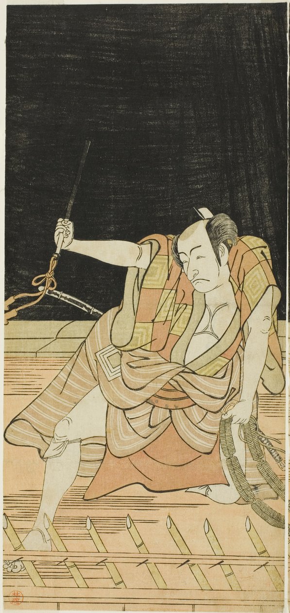 Gli attori Nakamura Nakazô I nel ruolo di Danshichi Kurobei e Ichikawa Danjûrô V nel ruolo di Issun Tokubei in "Lo specchio di Osaka nel festival estivo" ("Natsu MatsuriNaniwa Kagami") da Katsukawa Shunkо̄