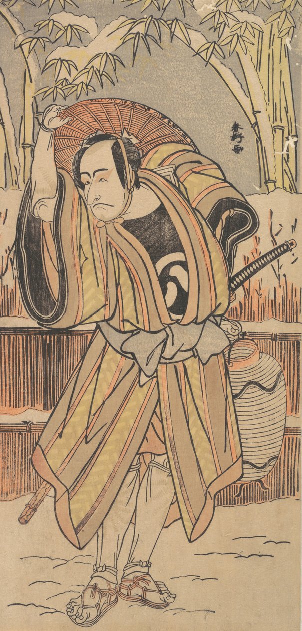 Il quinto Ichikawa Danjuro come uomo in abbigliamento invernale da Katsukawa Shunko