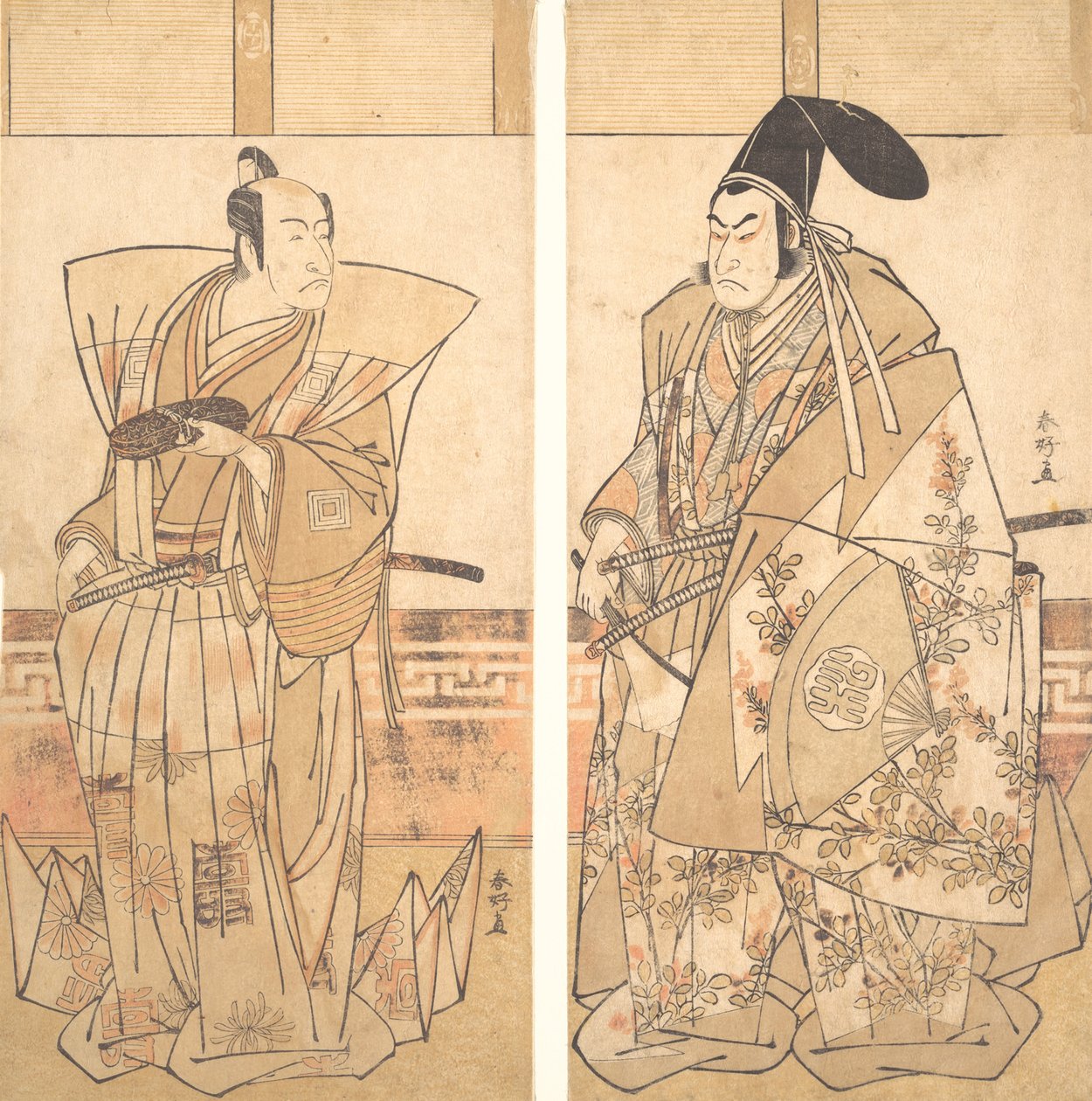 Due attori vestiti in costumi cerimoniali, ca. 1787 da Katsukawa Shunko