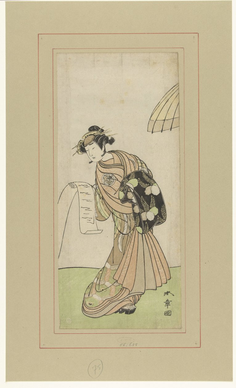 Attore Yamashita Kinsaku II nel ruolo della cortigiana Agemaki da Katsukawa Shunsho