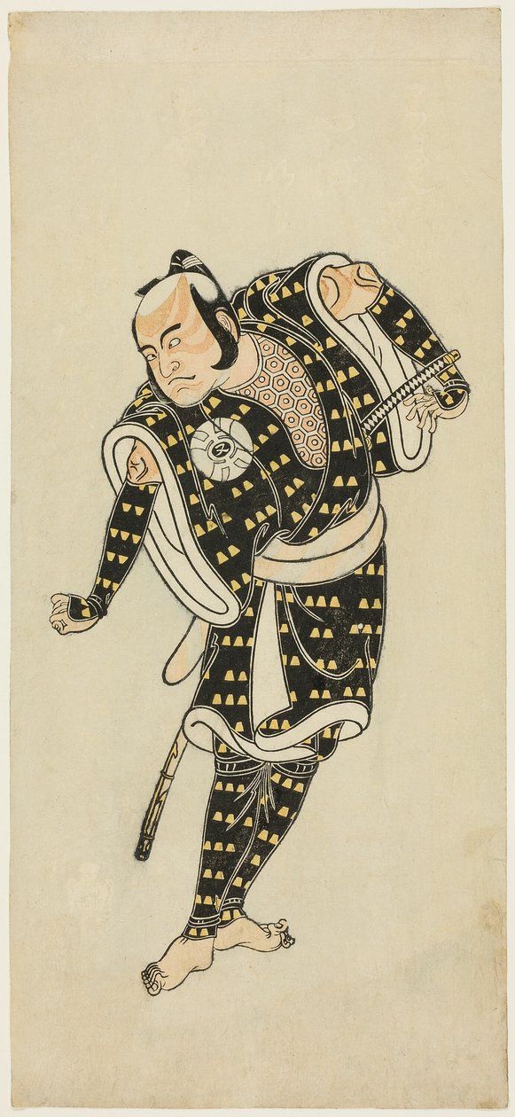 Attore Bandô Matatarô IV come Gempachibyôe in “Fiocchi di neve: Fiori di prugna Kaomise” (“Mutsu no hana ume no kaomise”) da Katsukawa Shunsho