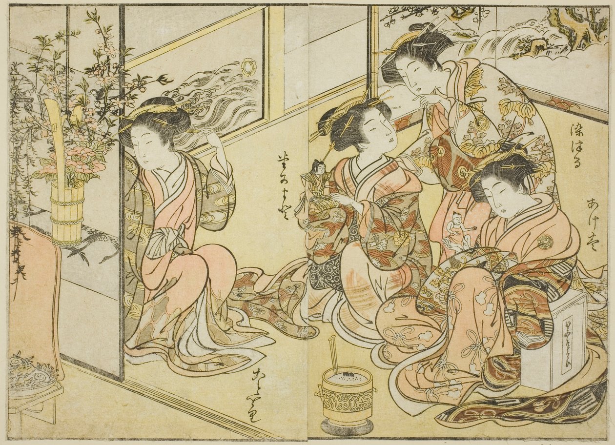 Cortigiane del Matsuneya, dal libro "Specchio delle belle donne dei quartieri del piacere", vol. 1 da Katsukawa Shunsho