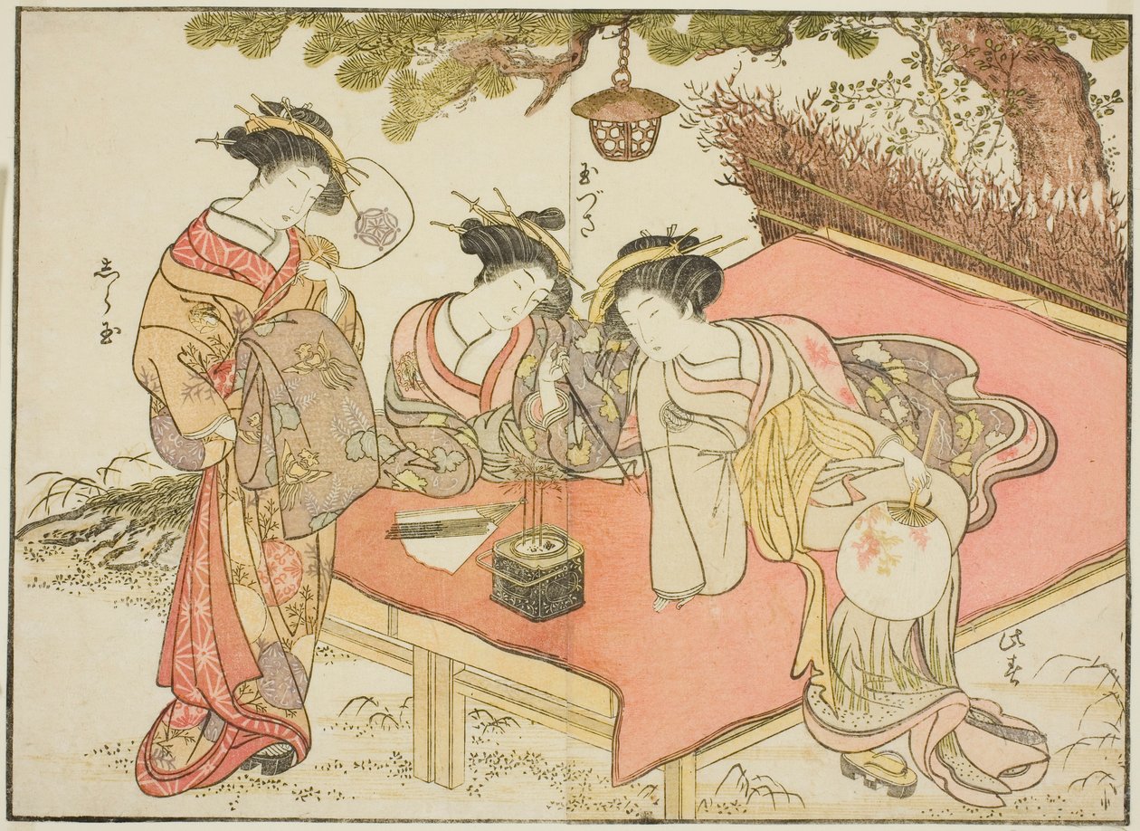 Cortigiane dello Yadaya, dal libro "Specchio delle belle donne dei quartieri del piacere (Seiro bijin awase sugata kagami)," vol. 1 da Katsukawa Shunsho