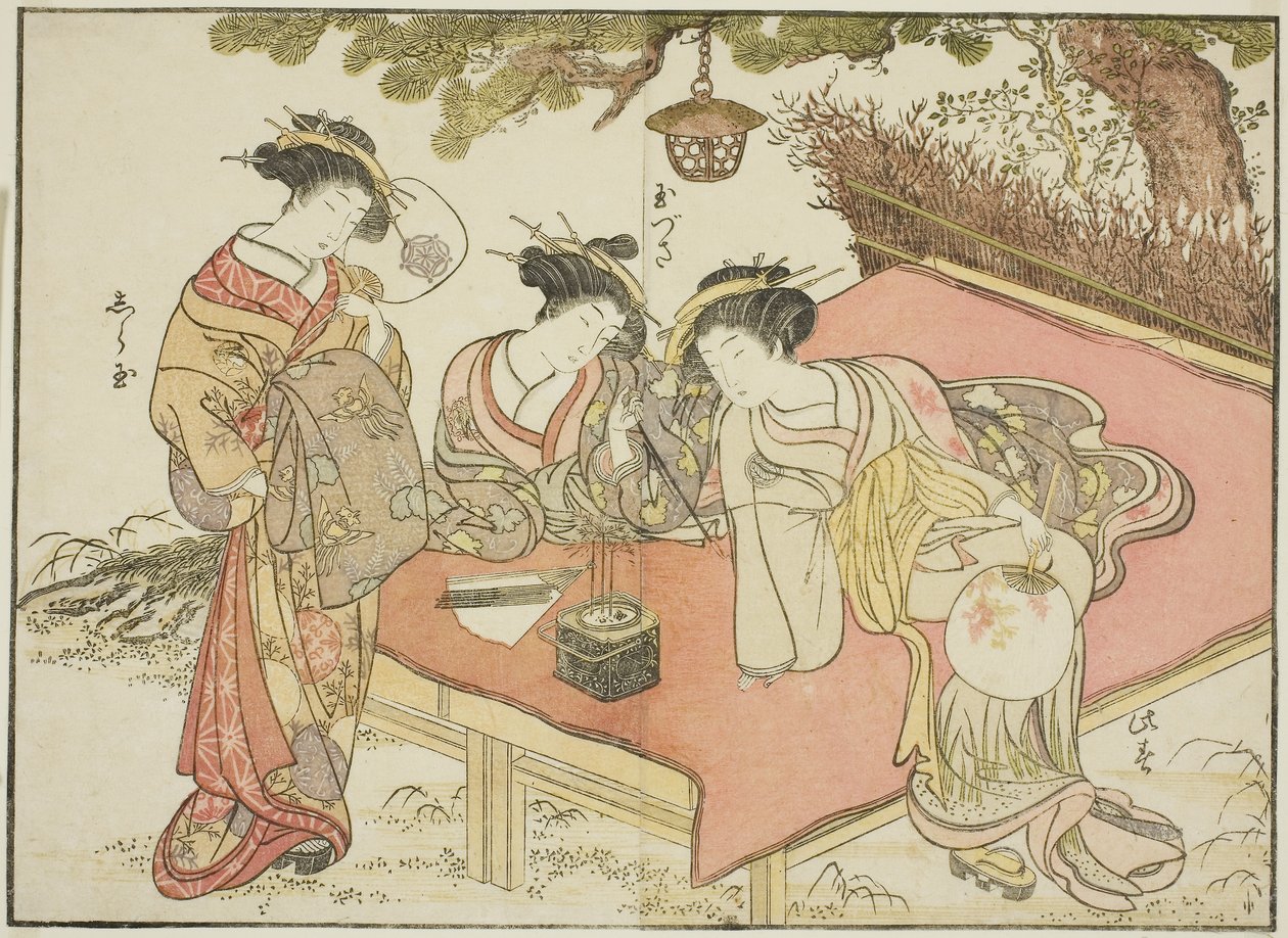 Cortigiane della Yadaya, dal libro "Specchio delle belle donne dei quartieri del piacere (Seiro bijin awase sugata kagami)" da Katsukawa Shunsho