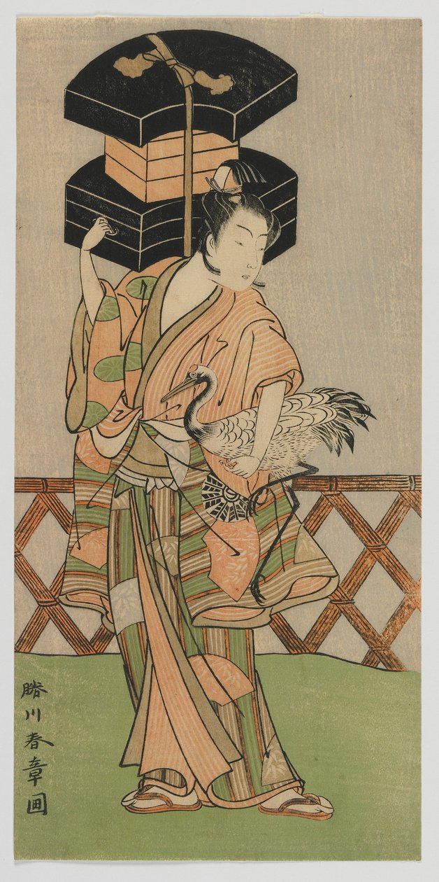 Attore Kabuki Nakamura Noshio come venditore di ventagli, periodo Edo, metà 1770 da Katsukawa Shunsho