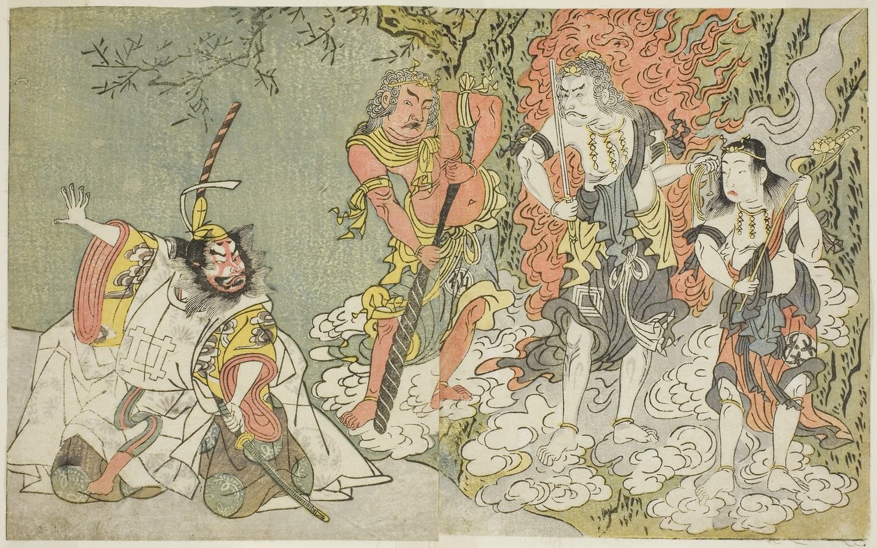 La commedia Fuki Kaete Tsuki mo Yoshiwara (Tetto rifatto: La luna splende anche sul distretto dei piaceri di Yoshiwara), rappresentata al Teatro Morita nell