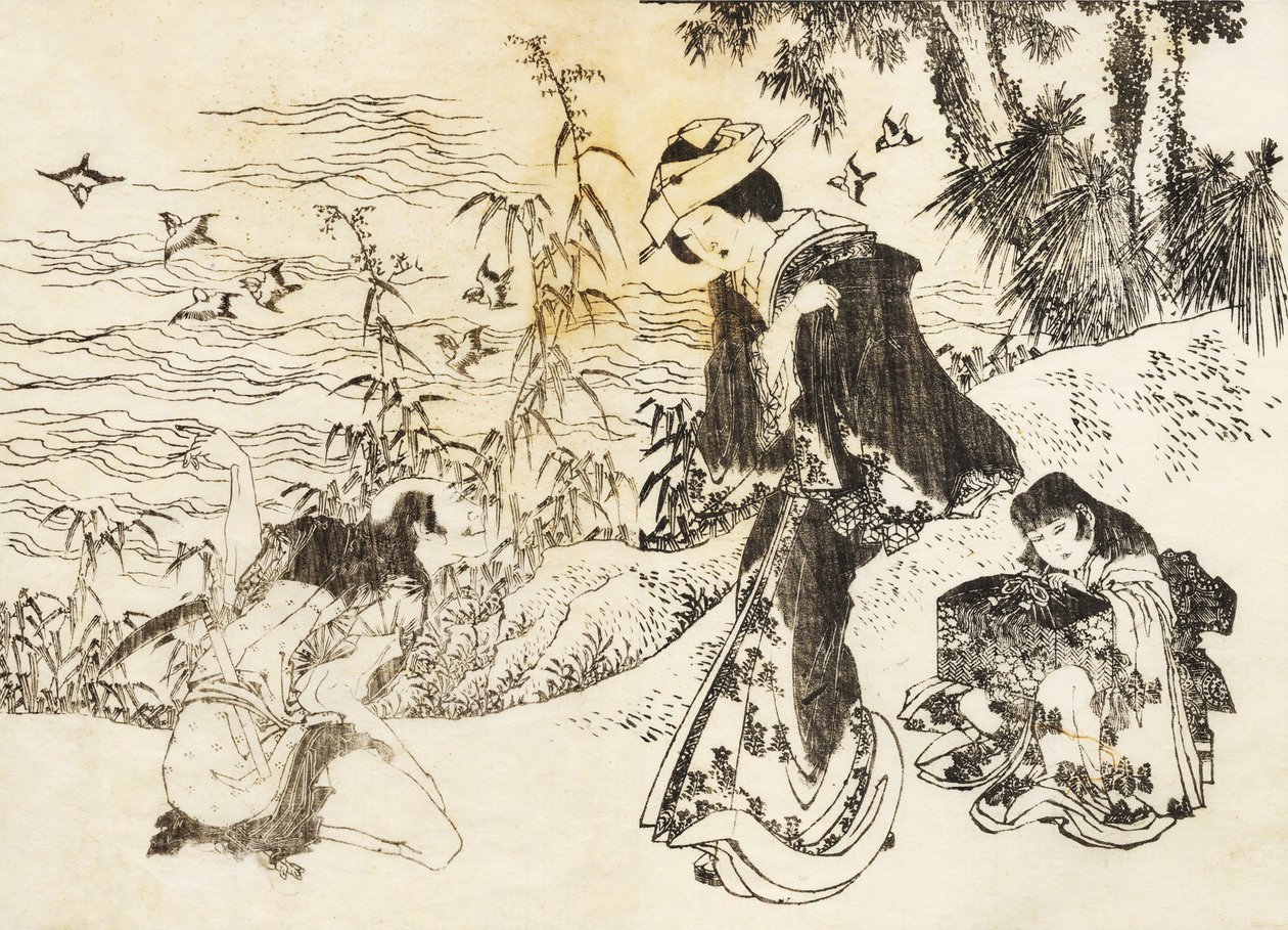 Una sposa in viaggio con la sua cameriera da Katsushika Hokusai