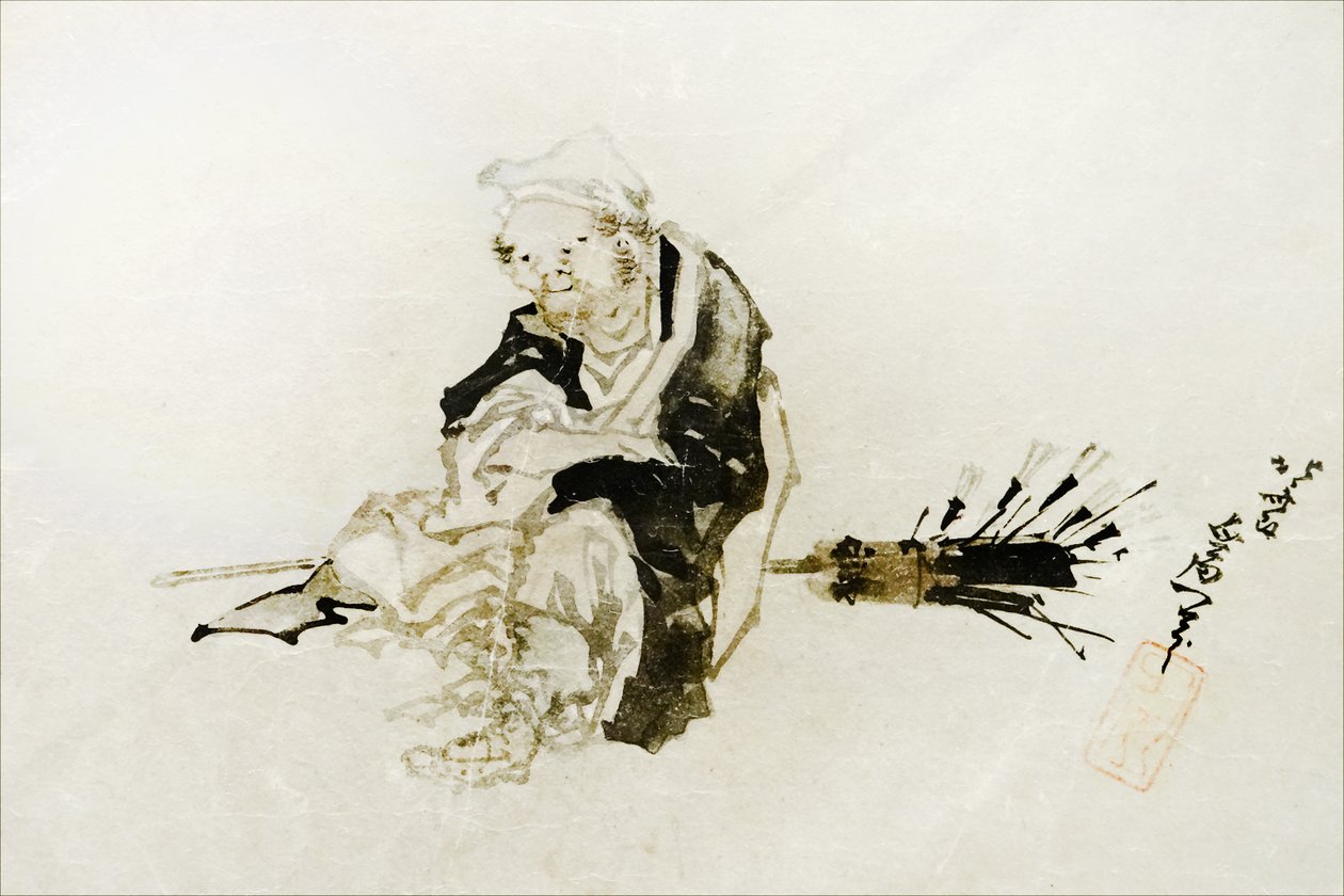 Venditore ambulante di fruste di bambù da Katsushika Hokusai