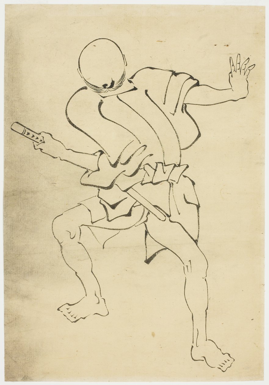 Attendente armato (studio), c.1815-1849 da Katsushika (school of) Hokusai