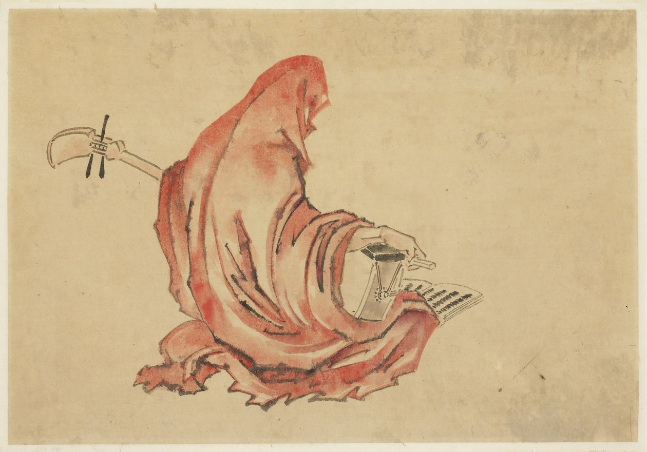 Daruma che suona uno shamisen da Katsushika (school of) Hokusai