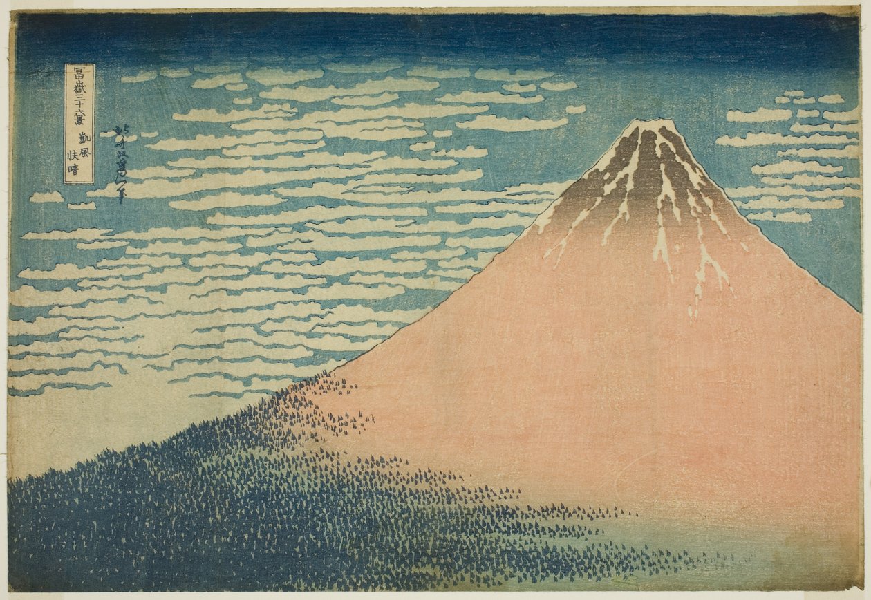 Una brezza mite in una bella giornata (Gaifu kaisei), dalla serie "Trentasei vedute del Monte Fuji (Fugaku sanjurokkei)" da Katsushika Hokusai