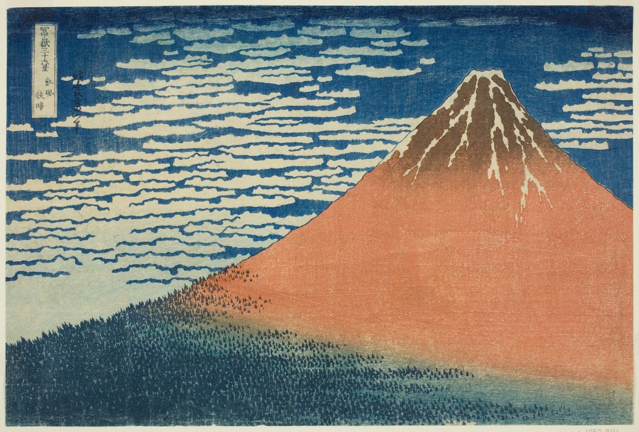 Una lieve brezza in una bella giornata (Gaifu kaisei), dalla serie "Trentasei vedute del Monte Fuji (Fugaku sanjurokkei)" da Katsushika Hokusai