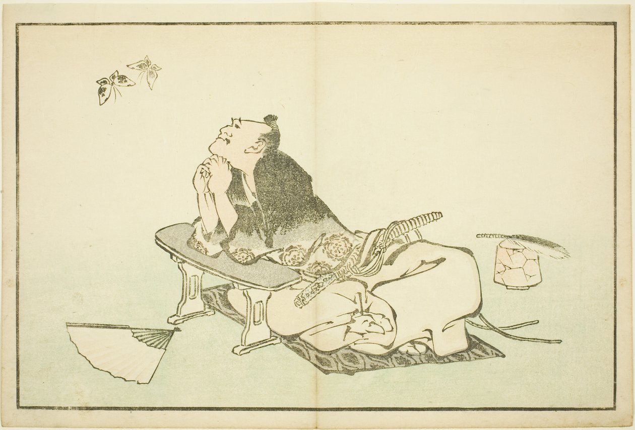 Un Filosofo che Osserva una Coppia di Farfalle, dal Libro Illustrato di Pitture Realistiche di Hokusai da Katsushika Hokusai