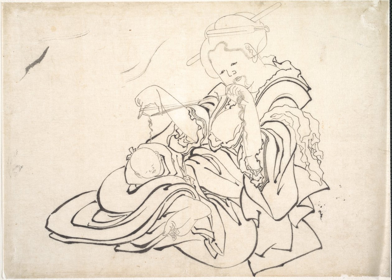 Una donna e un bambino da Katsushika Hokusai