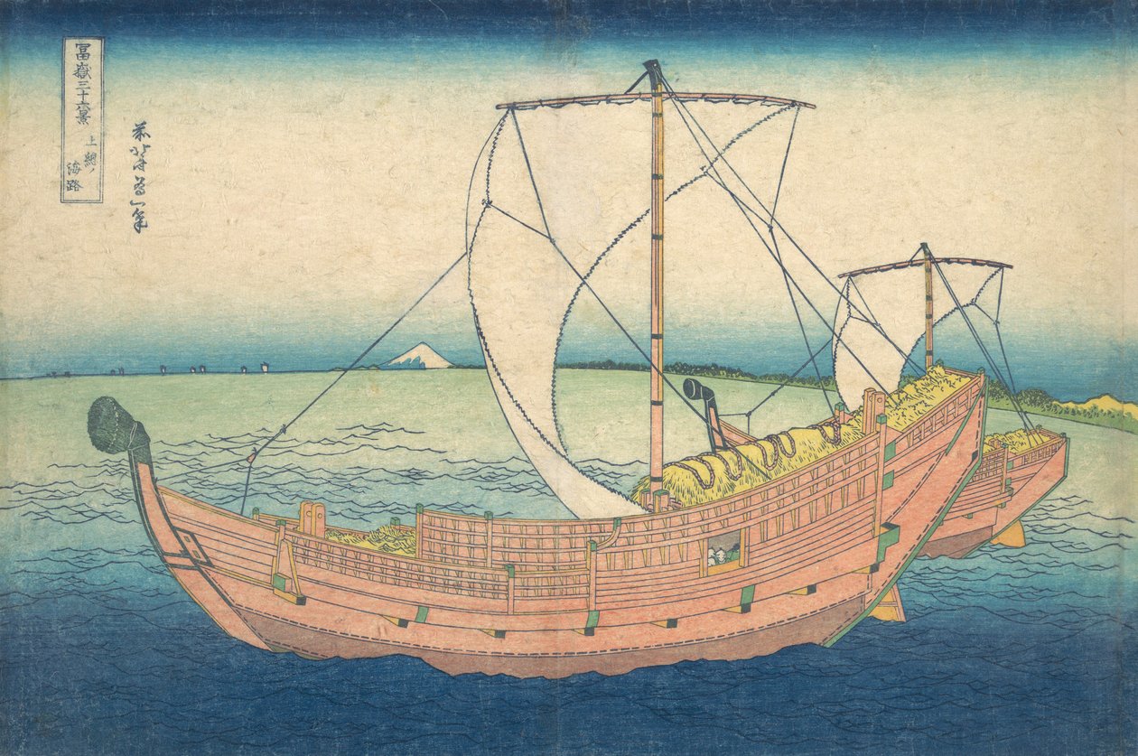 In mare al largo di Kazusa, dalla serie Trentasei vedute del Monte Fuji, ca. 1830-32 da Katsushika Hokusai