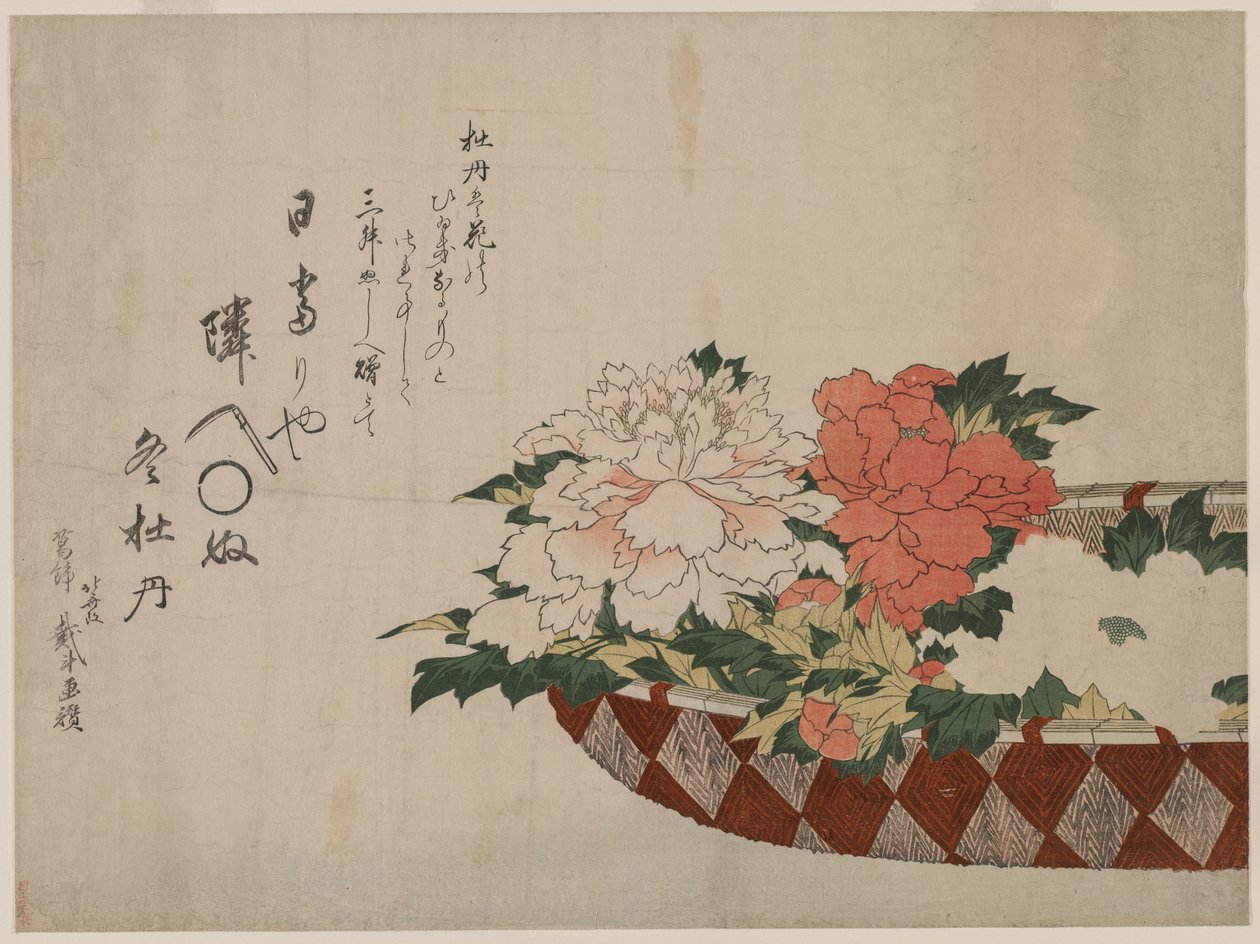 Cesto di peonie, 1810 o 1814 da Katsushika Hokusai