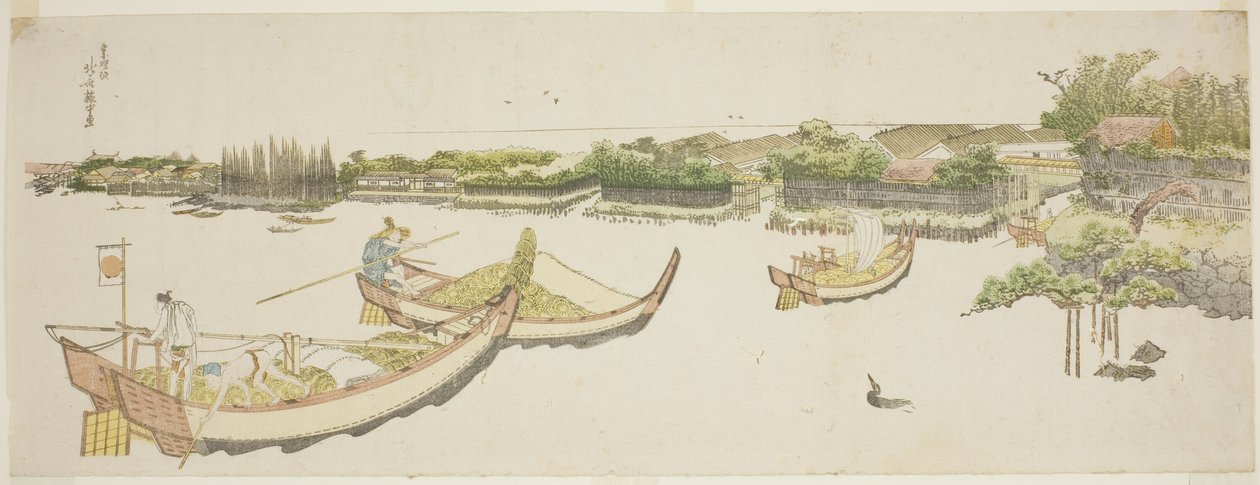 Barche che Trasportano Riso sul Fiume Sumida da Katsushika Hokusai