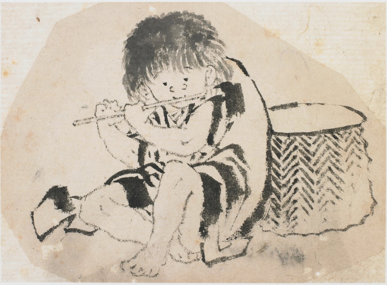 Ragazzo che suona il flauto, periodo Edo, ca. 1840 da Katsushika Hokusai